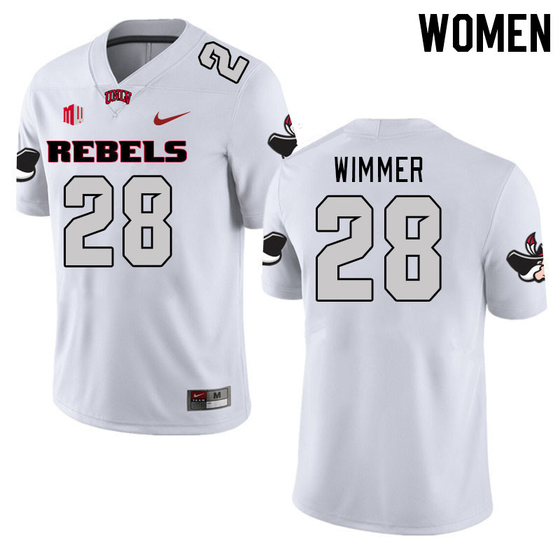 Women #28 Andrew Wimmer UNLV Rebels 2023 College Football Jerseys Stitched-White - Click Image to Close